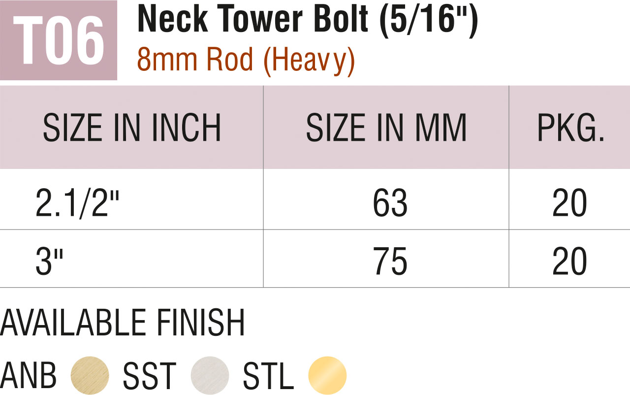 Brass Tower Bolts