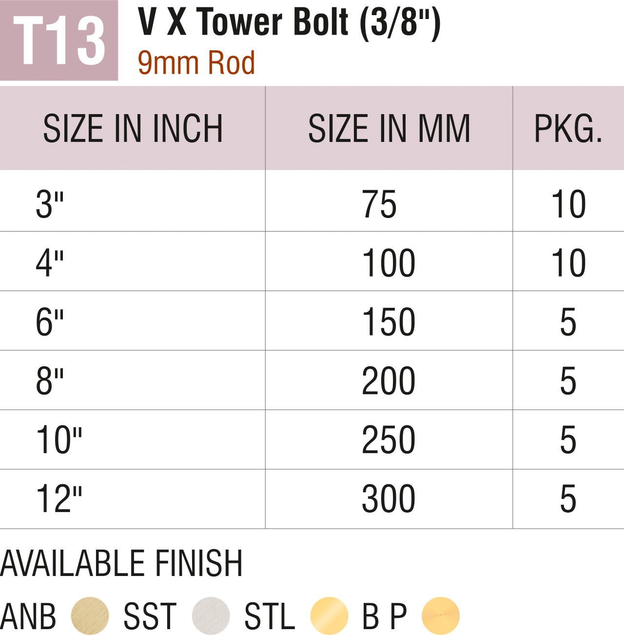 Brass Tower Bolts
