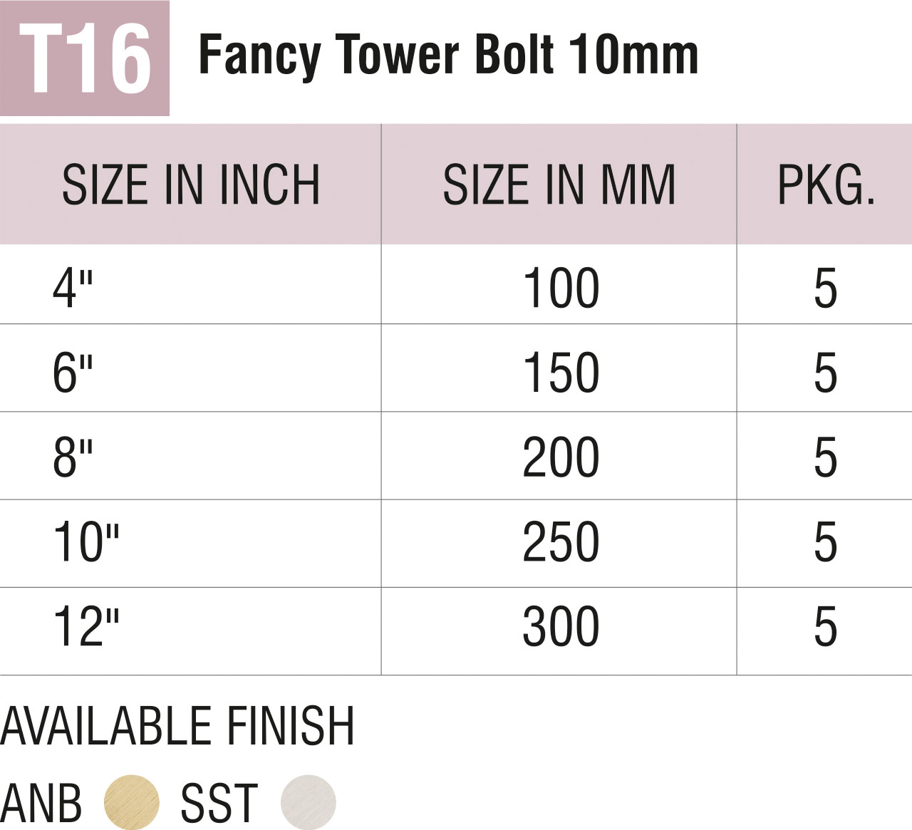 Brass Tower Bolts