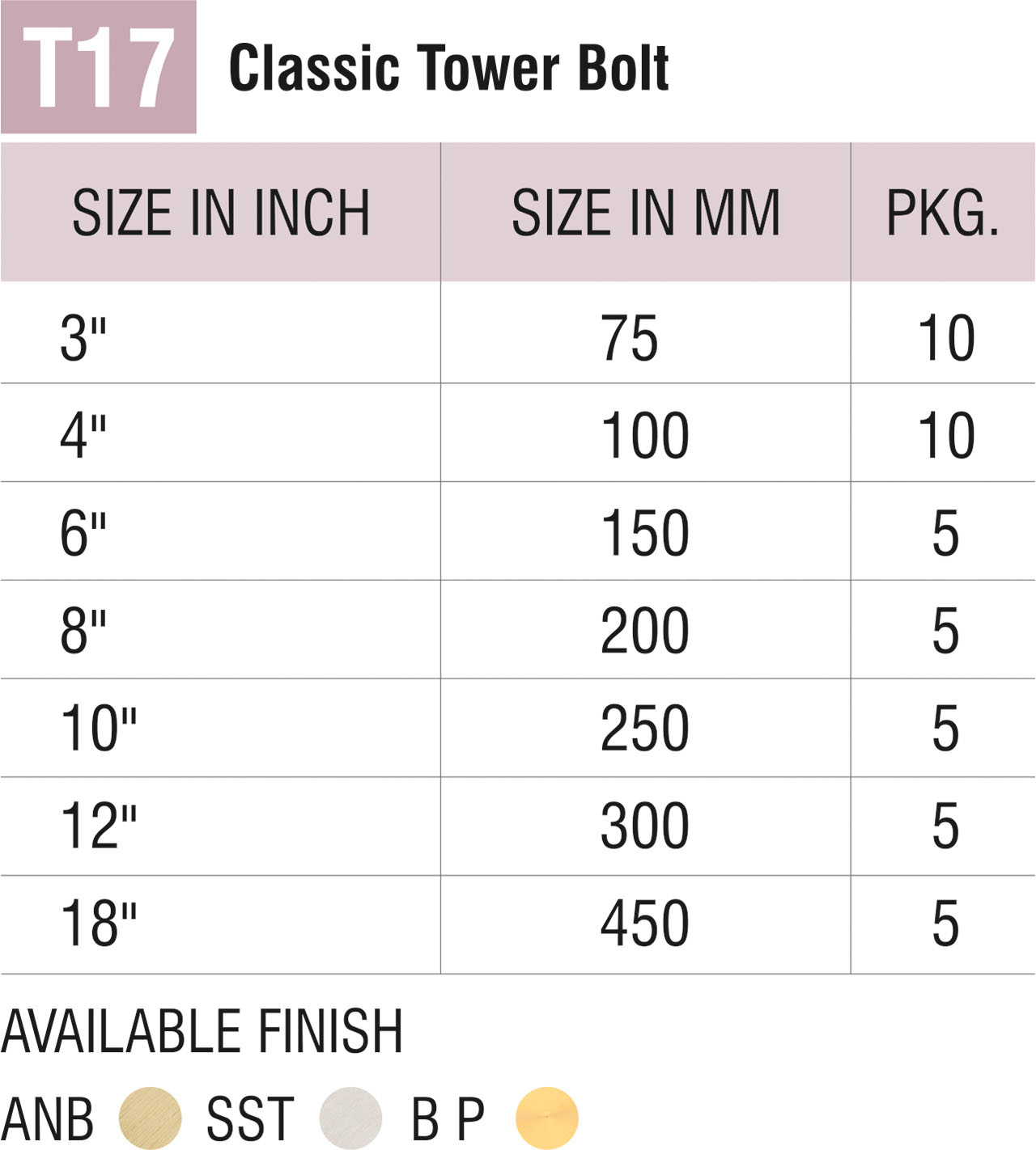 Brass Tower Bolts